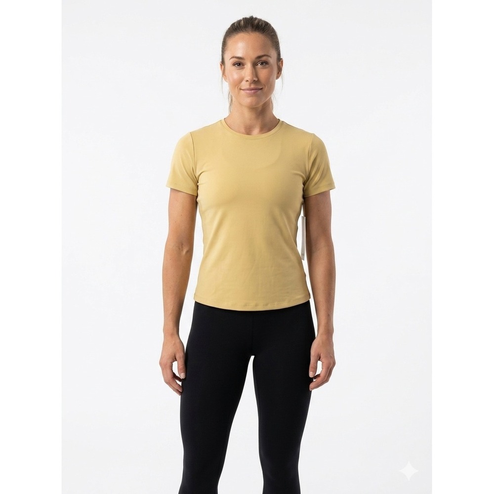 Rhone Ultimate Layer Tee Short Sleeve Athletic Top Golden Flax Size S